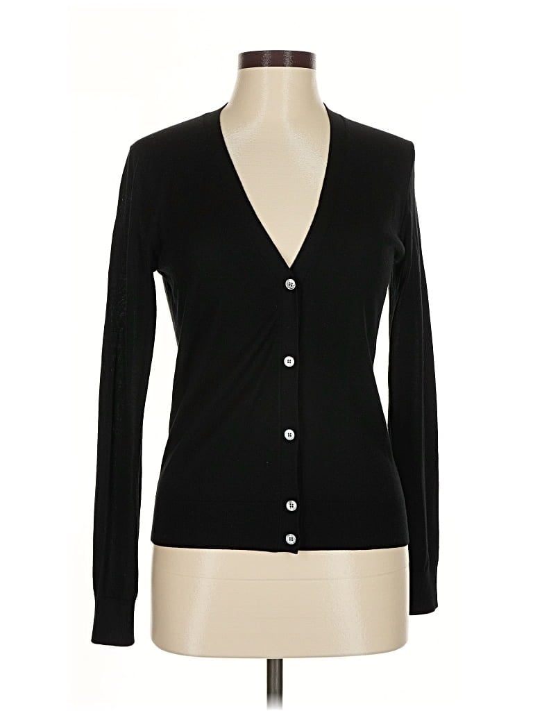 Pre-owned Theory Wool Cardigan Sweater In Black