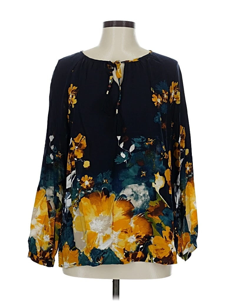 Pre-owned Chico's Long Sleeve Blouse In Blue