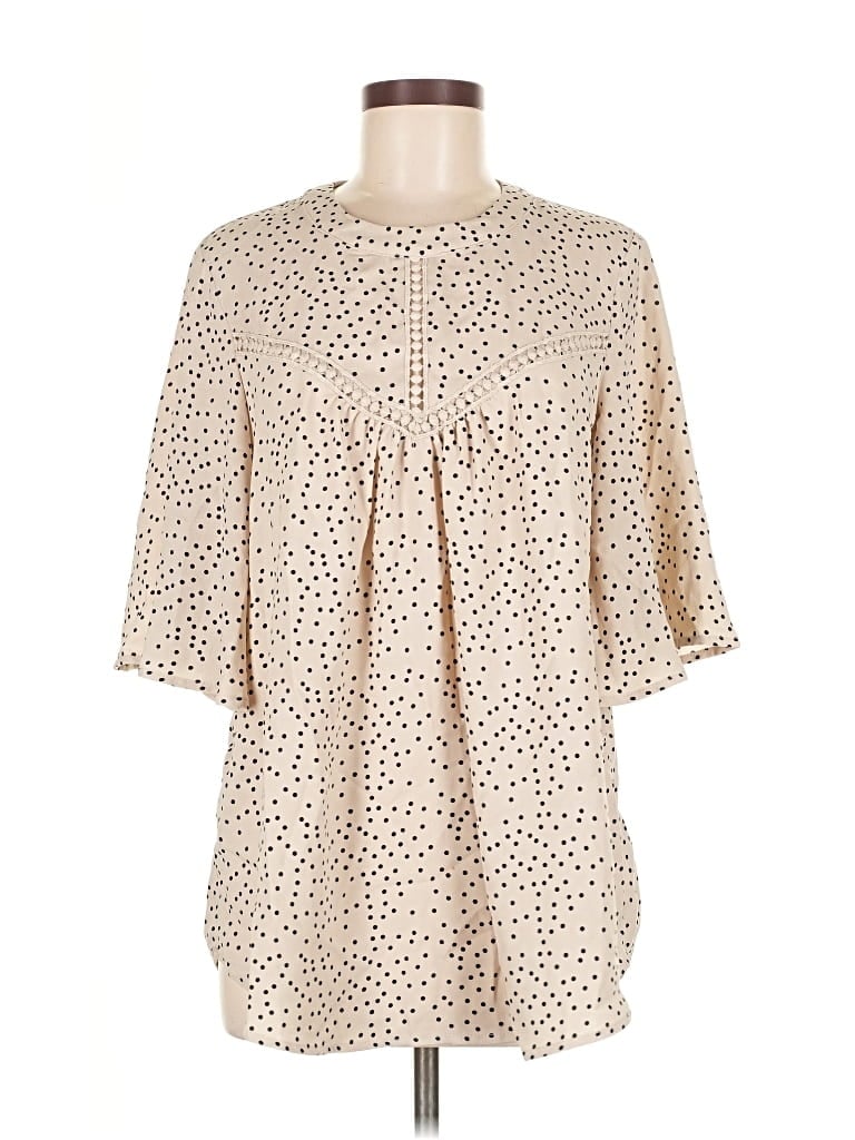 Pre-owned Suzanne Betro Short Sleeve Blouse In White