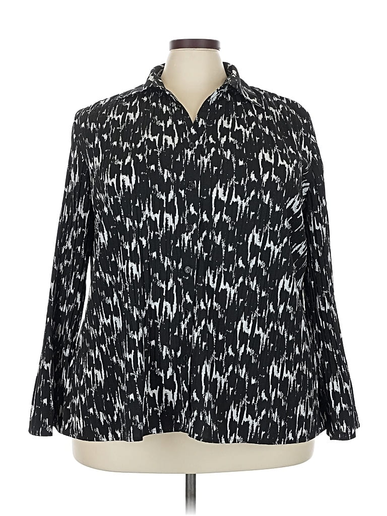 Pre-owned Fred David Long Sleeve Blouse In Black