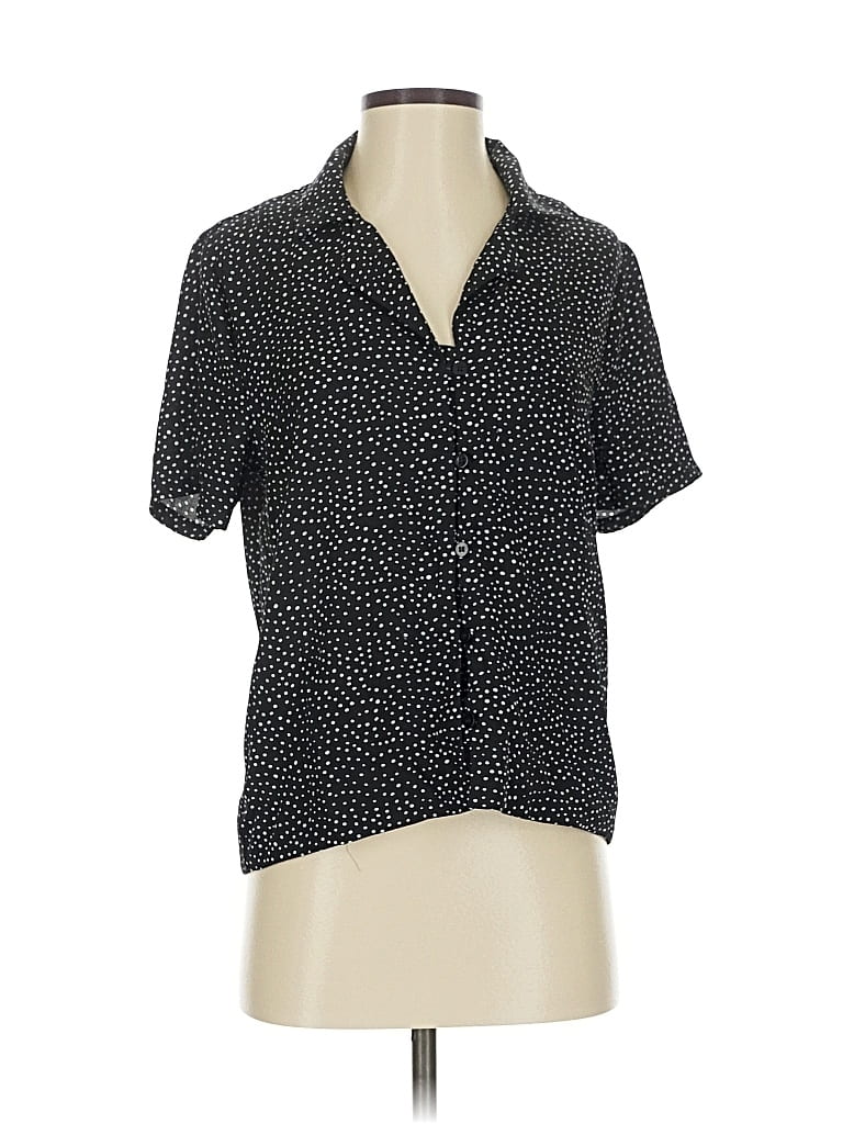 Pre-owned Lulus Short Sleeve Blouse In Black
