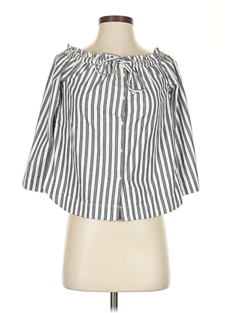 Pre-owned Madewell Short Sleeve Blouse In Gray