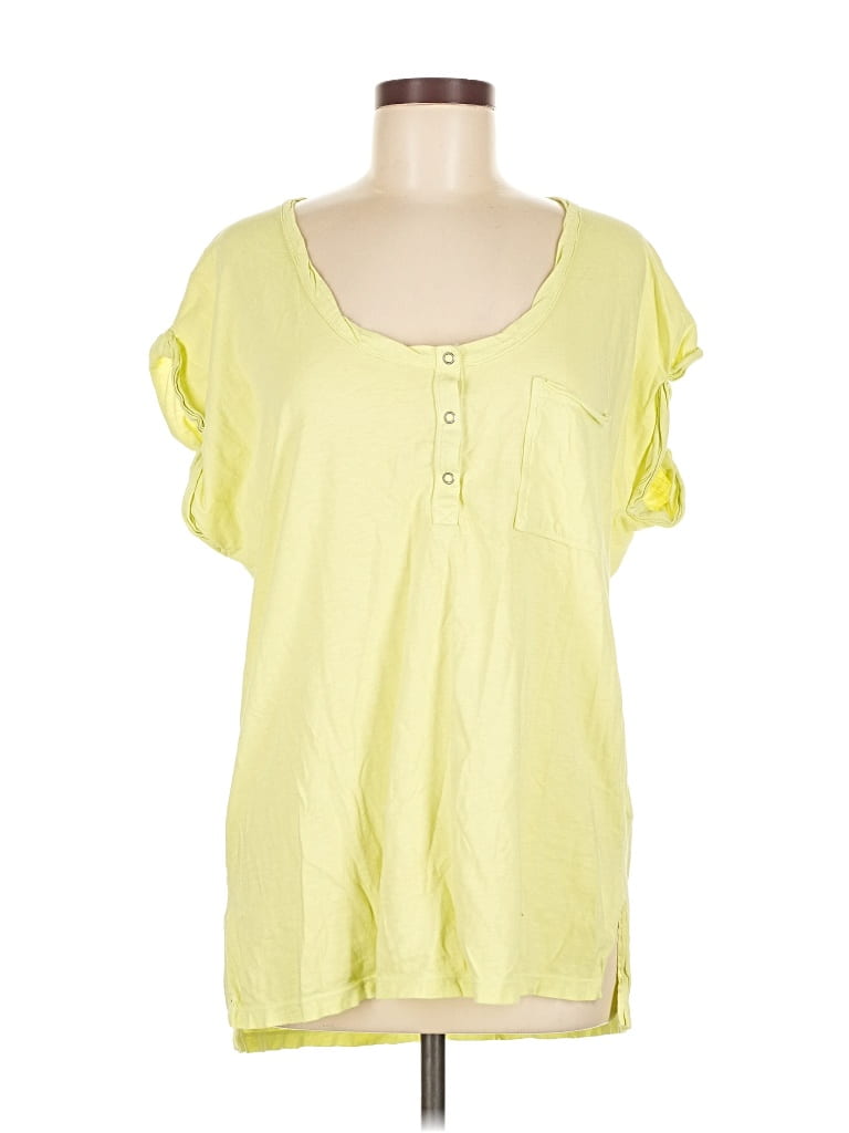 Pre-owned Aerie Short Sleeve Top Yellow Scoop Neck Tops