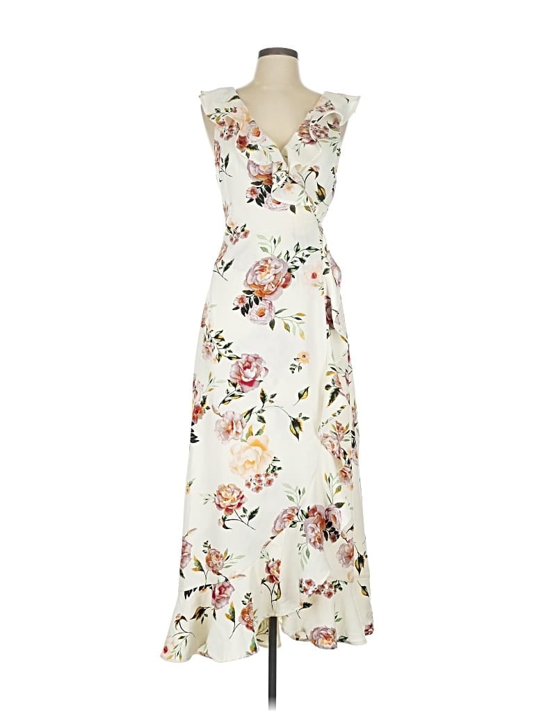 Pre-owned Leith Sleeveless Top Ivory Plunge Neckline Tops In White