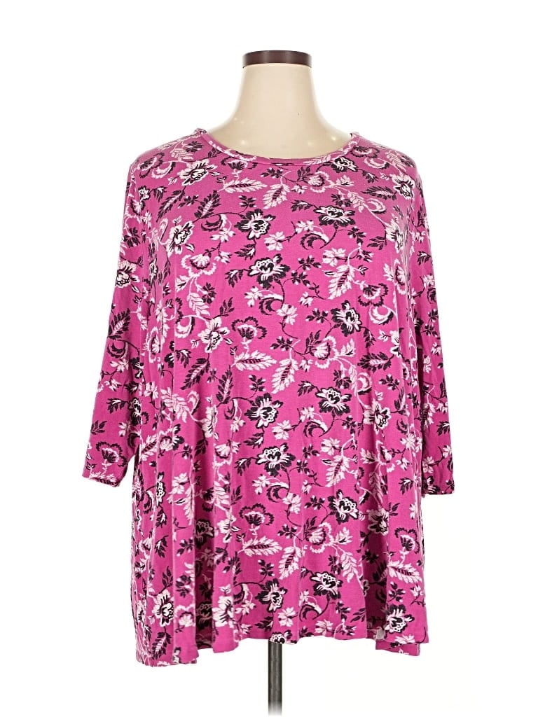 Pre-owned Jessica London 3/4 Sleeve T-shirt In Pink