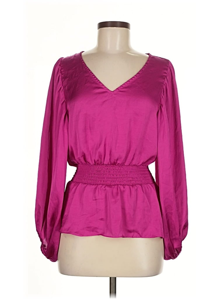 Pre-owned 1.state Long Sleeve Blouse In Purple