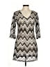 Serene 100% Polyester Chevron-herringbone Gray Casual Dress Size M - photo 1