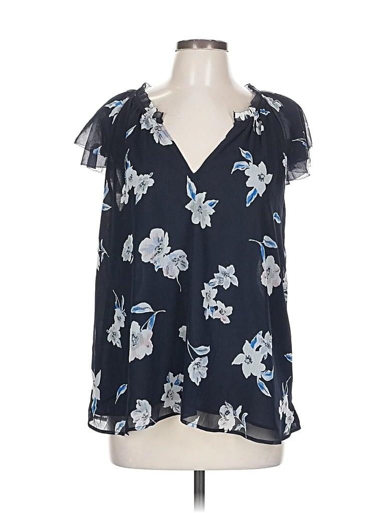 Pre-owned Banana Republic Short Sleeve Blouse In Blue
