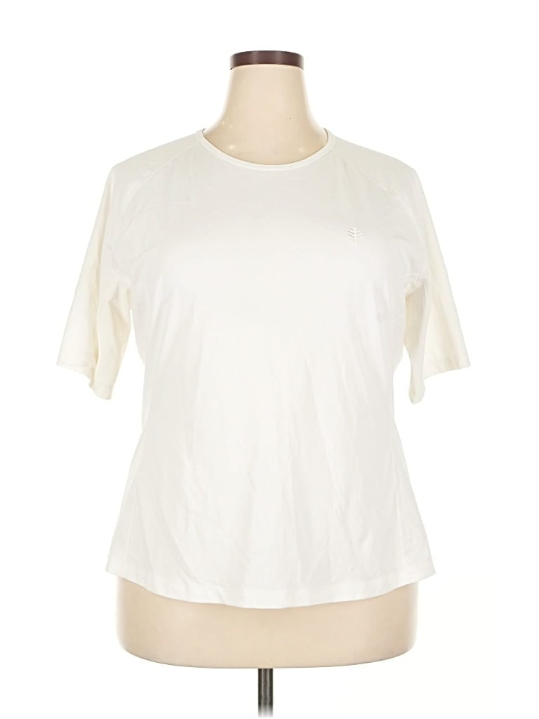Pre-owned Coolibar Short Sleeve Top Ivory Crew Neck Tops In White