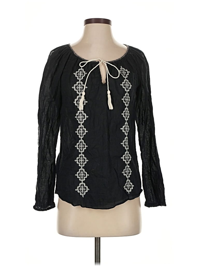 Pre-owned Lucky Brand Long Sleeve Blouse In Black