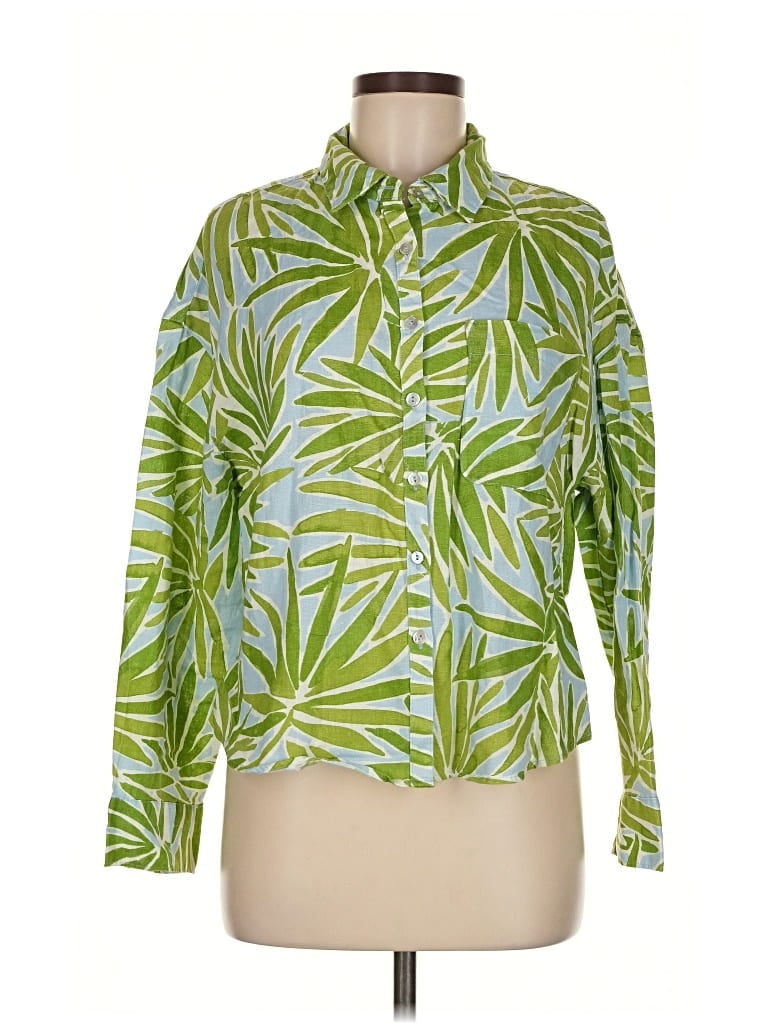 Pre-owned Sigrid Olsen Long Sleeve Blouse In Green