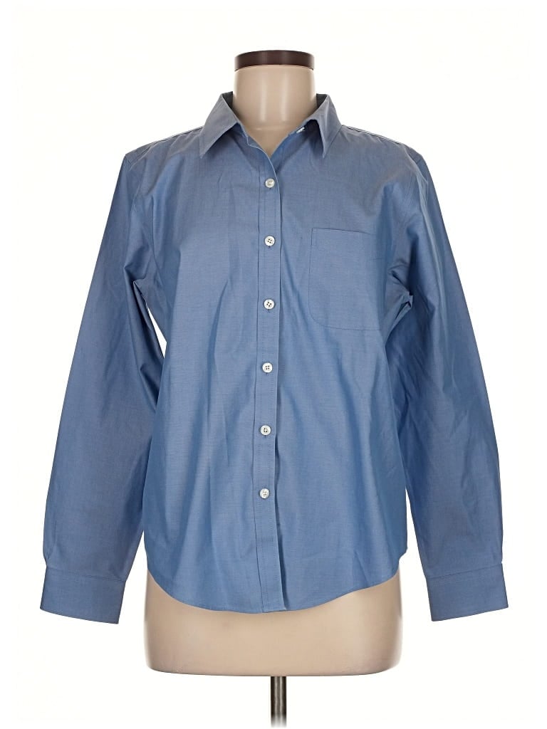 Pre-owned L.l.bean Long Sleeve Button Down Shirt In Blue