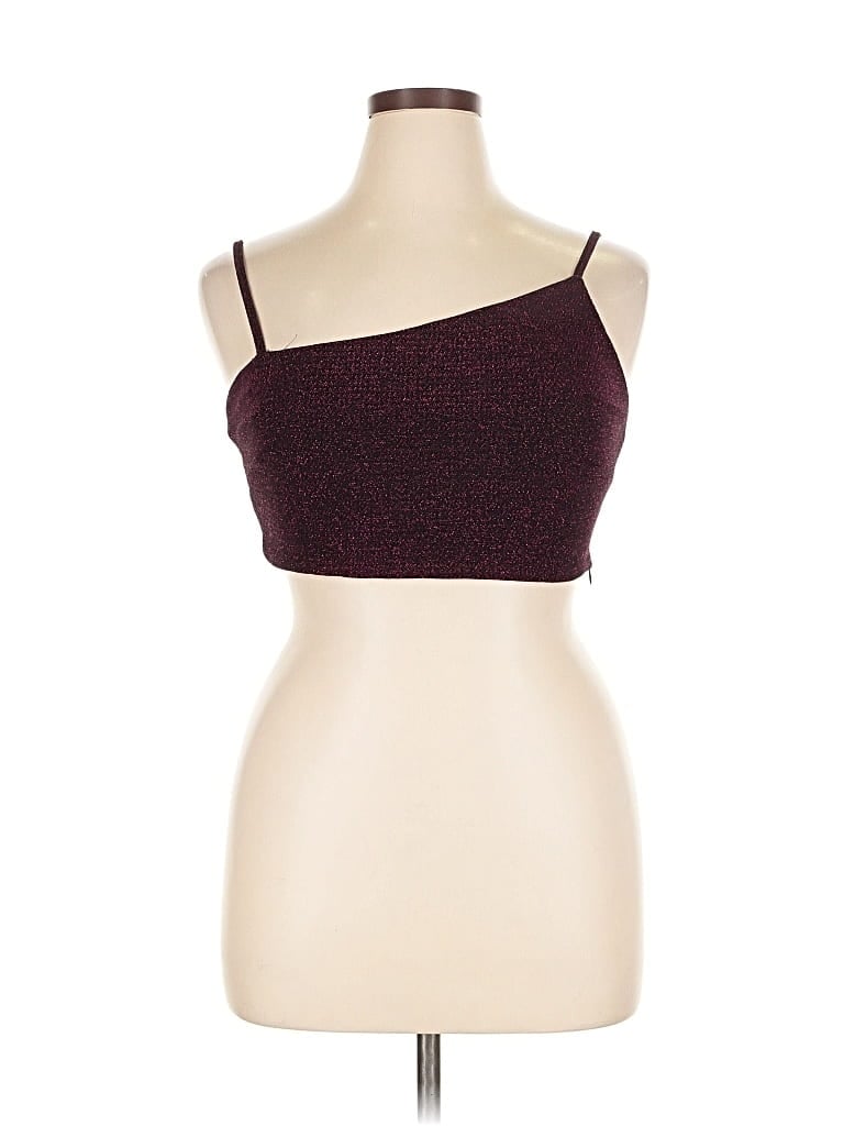 Pre-owned Lulus Sleeveless Top Burgundy One Shoulder Neckline Tops