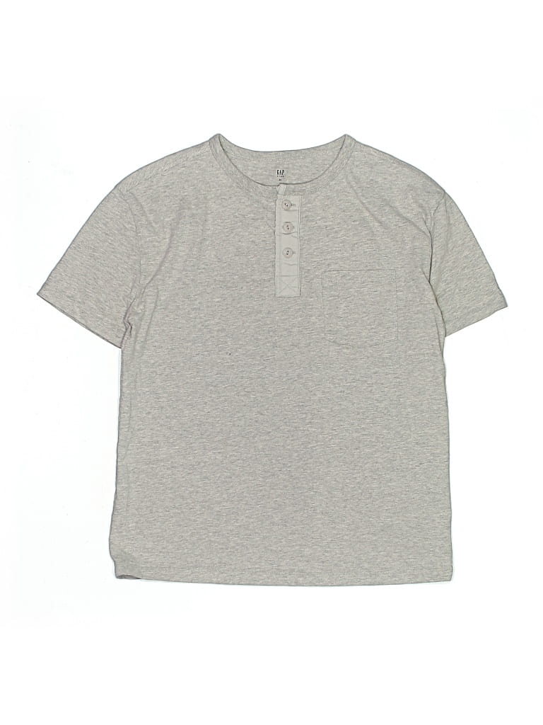 Pre-owned Gap Kids' Short Sleeve Henley Shirt In Gray
