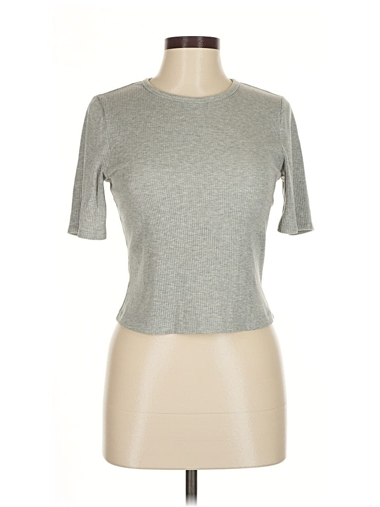 Pre-owned Everlane Short Sleeve Top Gray Crew Neck Tops