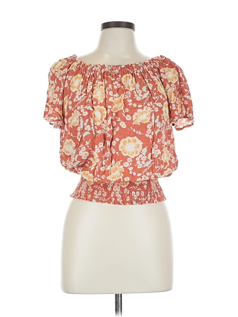 Pre-owned Cynthia Rowley Tjx Short Sleeve Blouse In Orange
