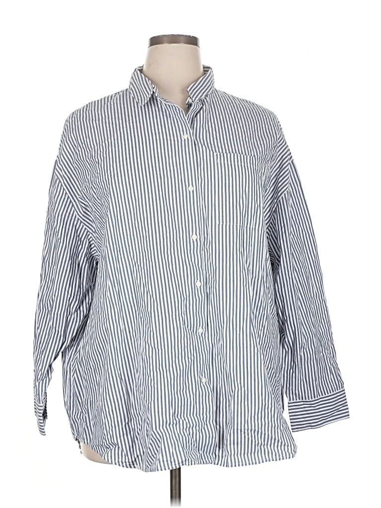 Old Navy 3/4 Sleeve Button Down Shirt In Neutral