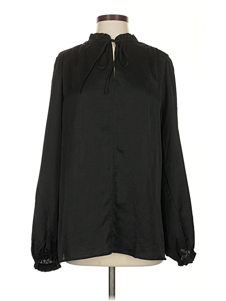 Pre-owned Ann Taylor Loft Long Sleeve Blouse In Black