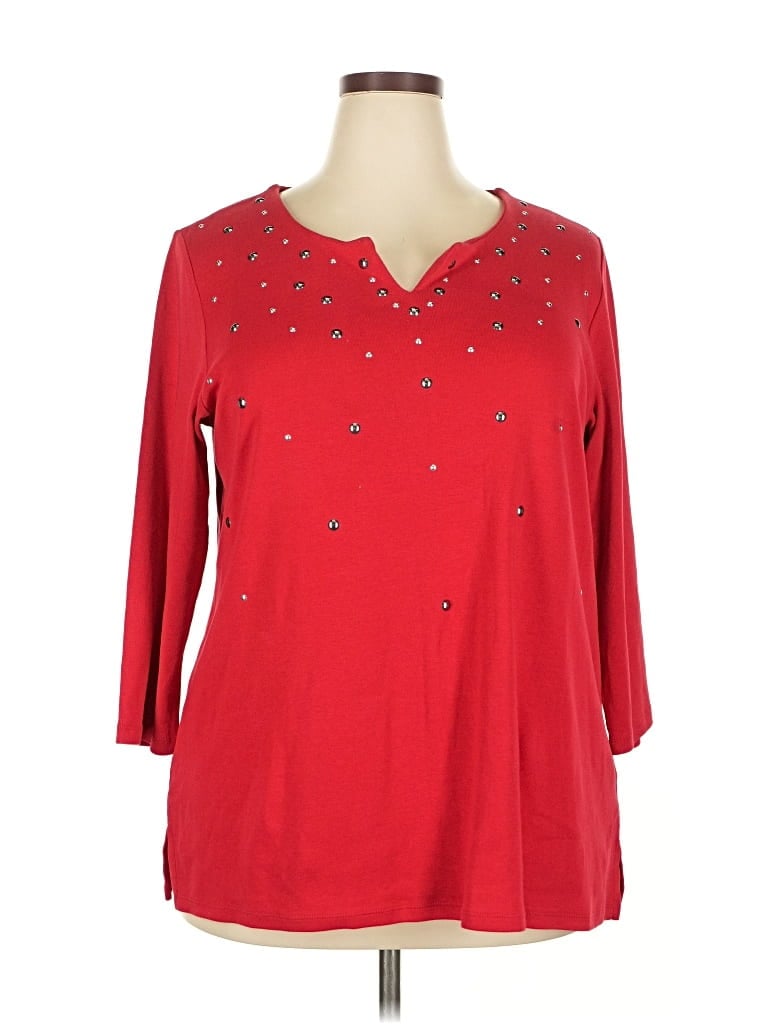 Pre-owned Rafaella 3/4 Sleeve Blouse In Red
