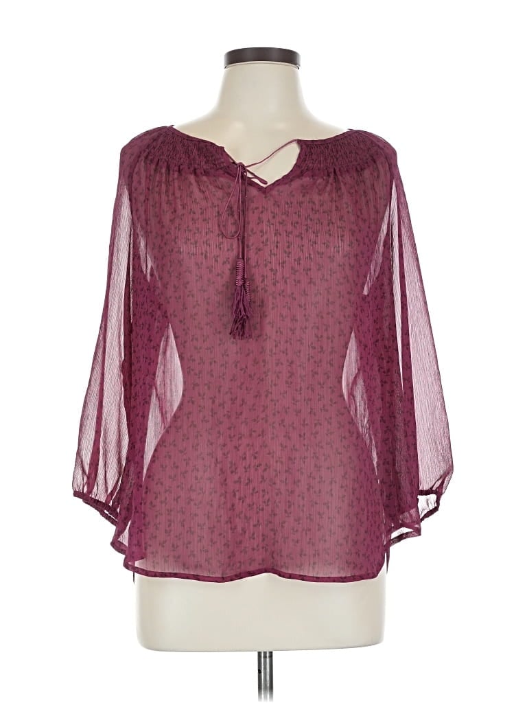Pre-owned St. John's Bay 3/4 Sleeve Blouse In Burgundy