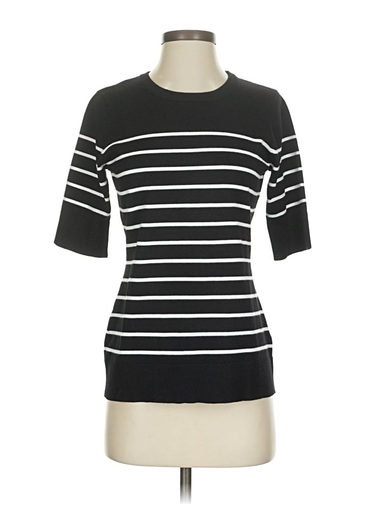 Pre-owned Cable & Gauge Short Sleeve Top Black Boatneck Tops