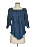 NSF 100% Cotton Blue 3/4 Sleeve Blouse Size P (petite) - photo 1