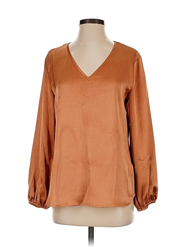Pre-owned Nicole Miller Long Sleeve Blouse In Brown