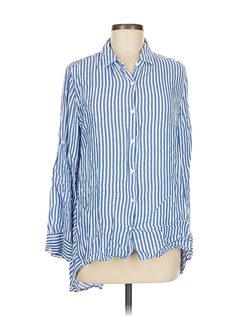 Pre-owned Max Studio Long Sleeve Button Down Shirt In Blue