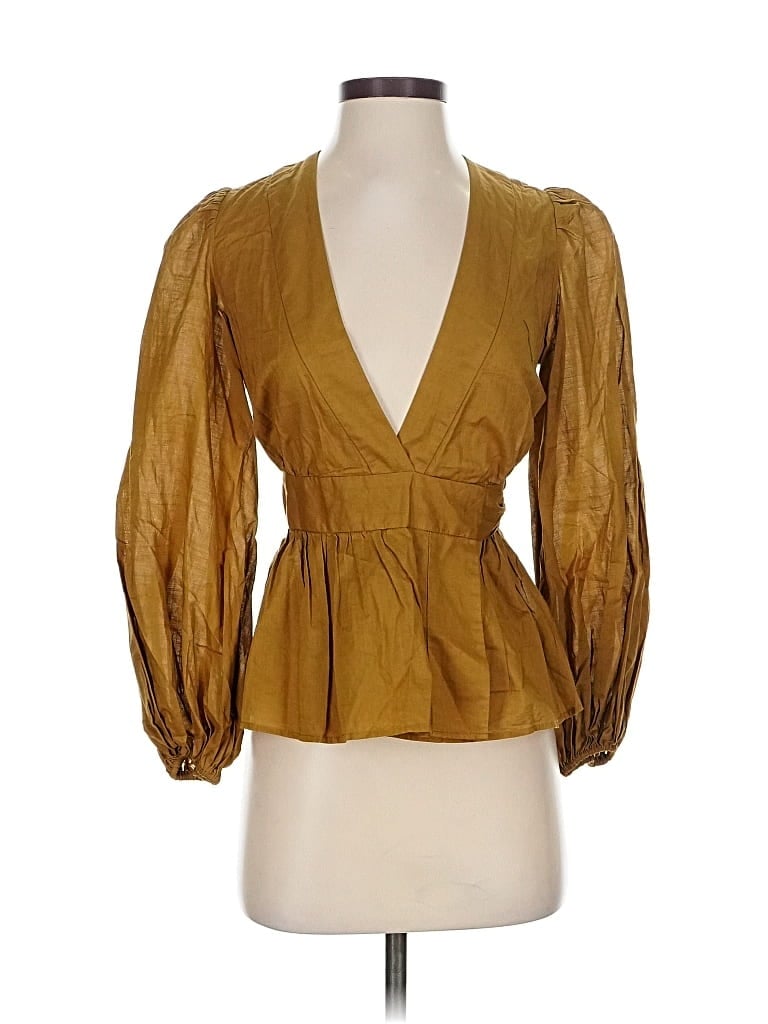 Pre-owned Banana Republic 3/4 Sleeve Blouse In Gold