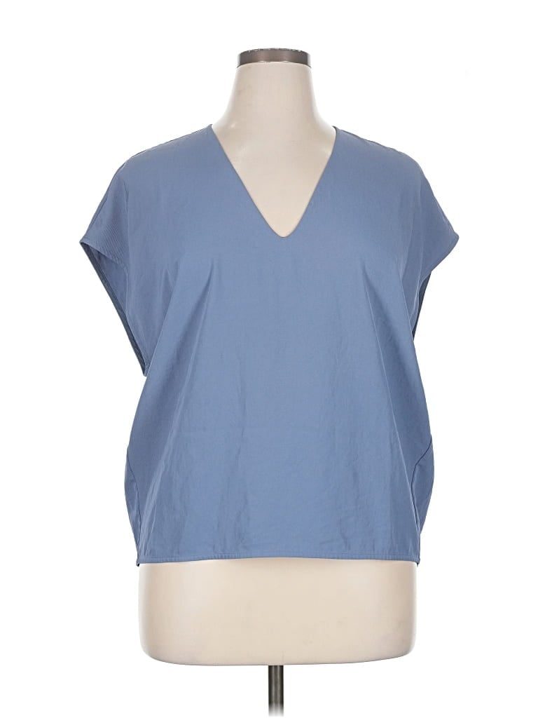 Pre-owned Everlane Short Sleeve Top Blue V Neck Tops