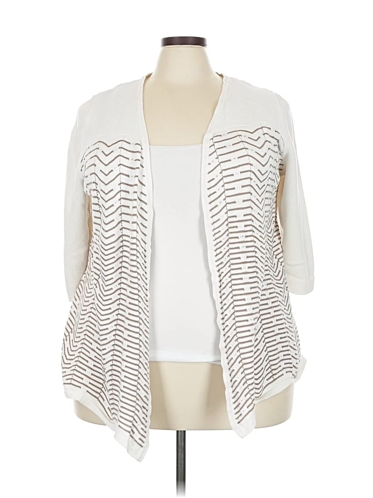 Pre-owned Catherines Cardigan Sweater In White