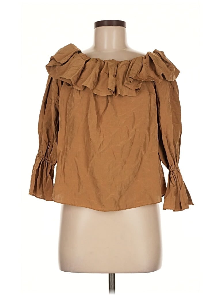 Pre-owned Misa 3/4 Sleeve Blouse In Brown