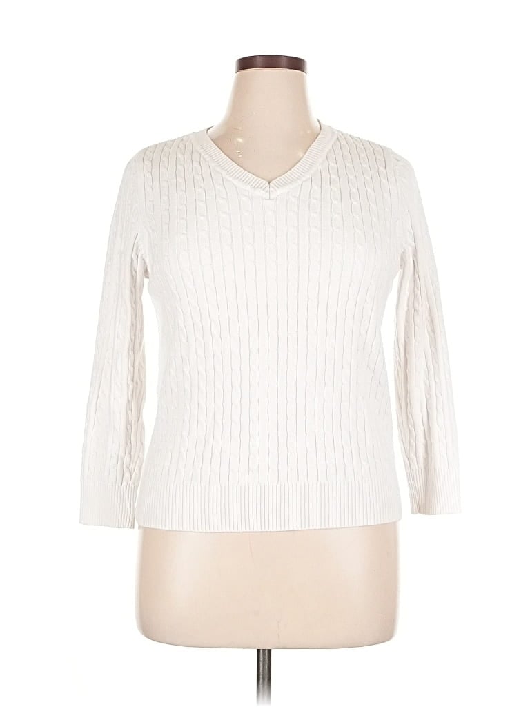 Pre-owned Karen Scott Pullover Sweater In White