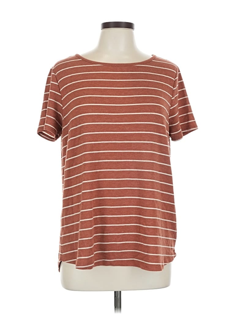 Pre-owned Pink Clover Short Sleeve Top Brown Boatneck Tops