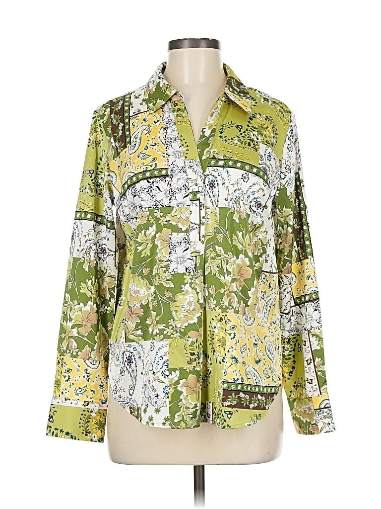 Pre-owned J By Joie 3/4 Sleeve Button Down Shirt In Green