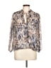 Veronica M. Paisley Tan Long Sleeve Blouse Size L - photo 1