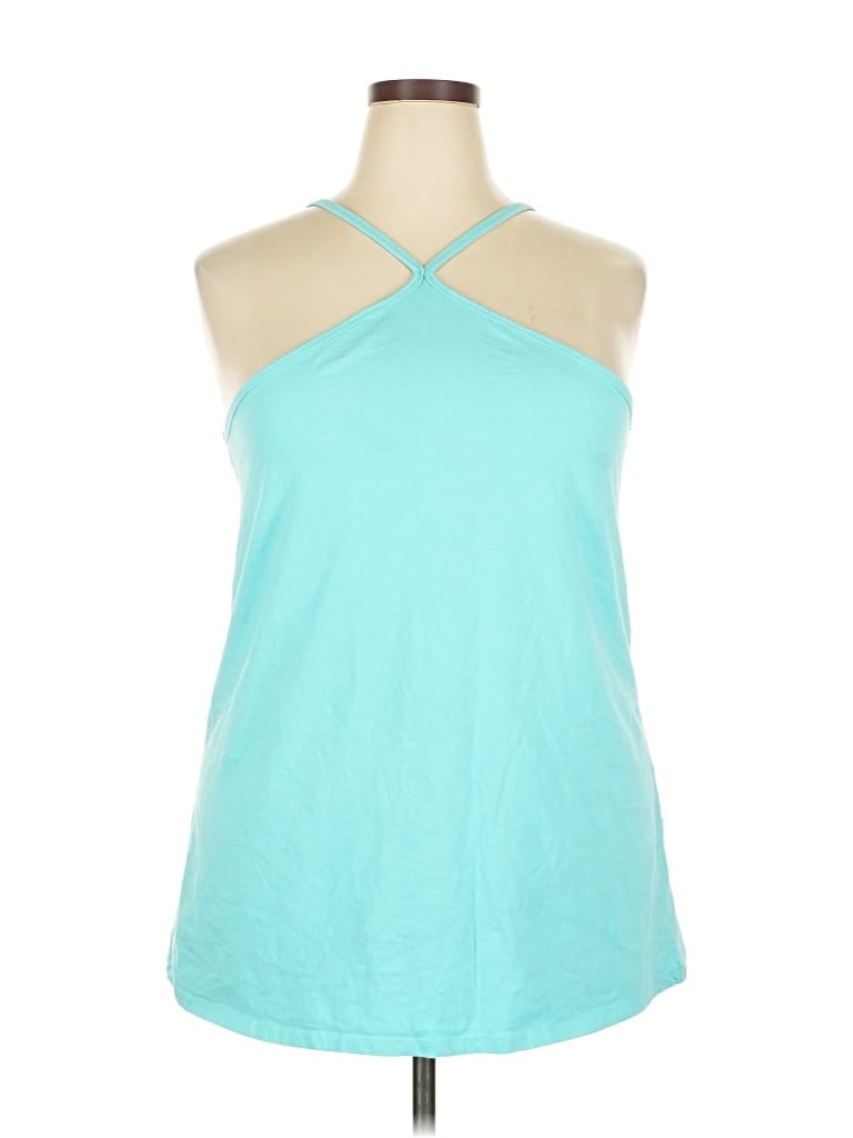 Pre-owned Torrid Tank Top Teal Halter Neckline Tops In Blue