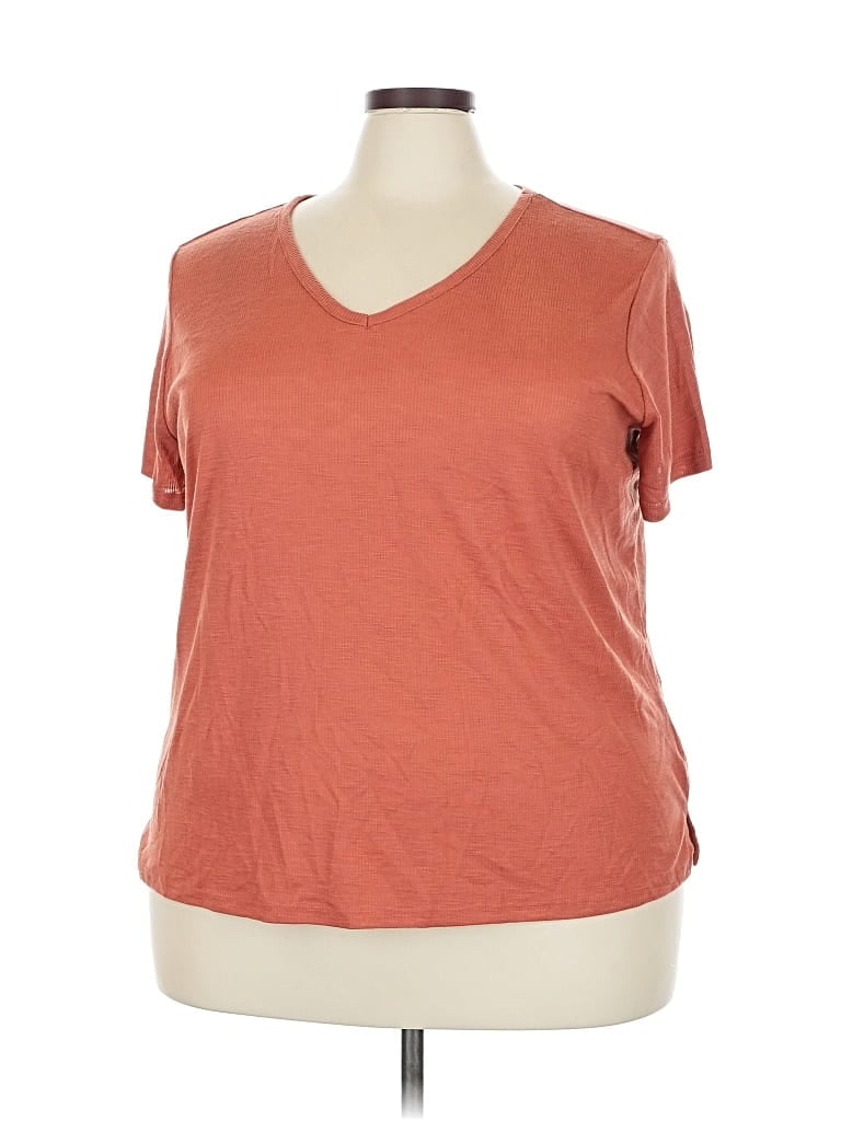 Pre-owned 24/7 Maurices Short Sleeve Top Orange V Neck Tops