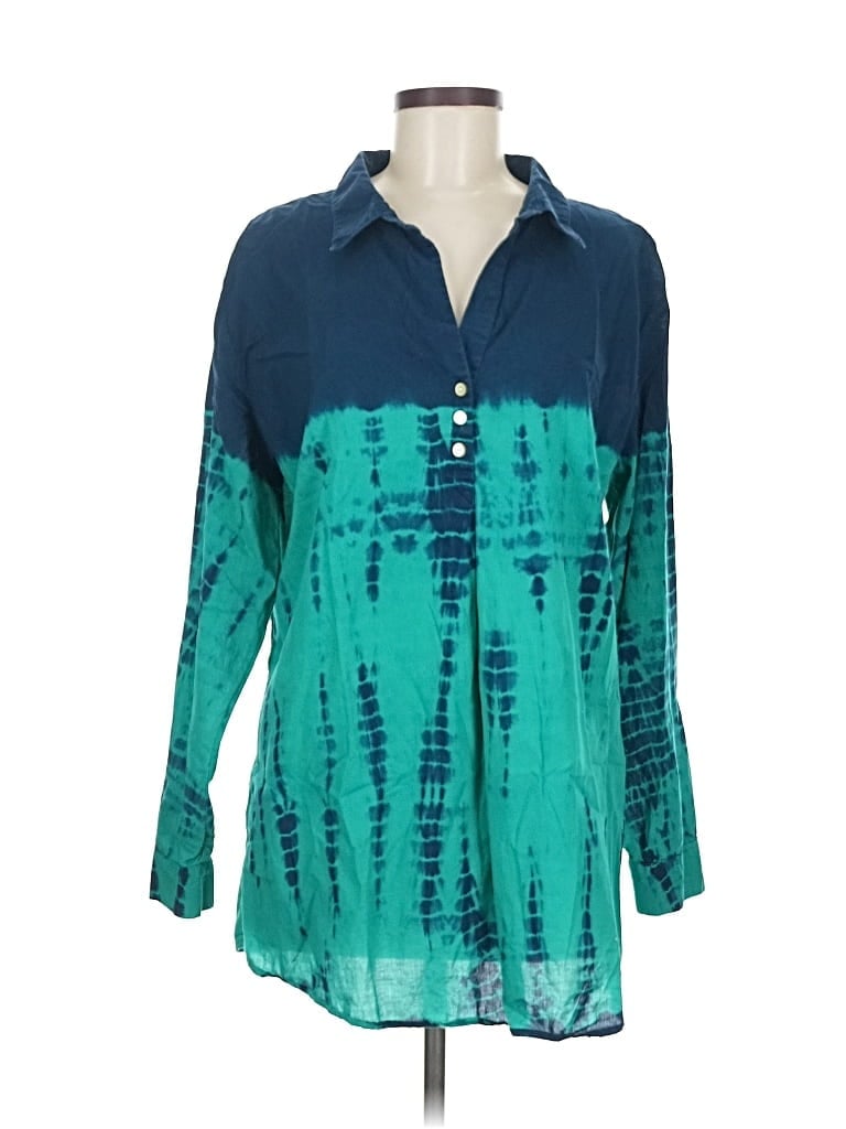 Pre-owned Soft Surroundings Long Sleeve Blouse In Blue