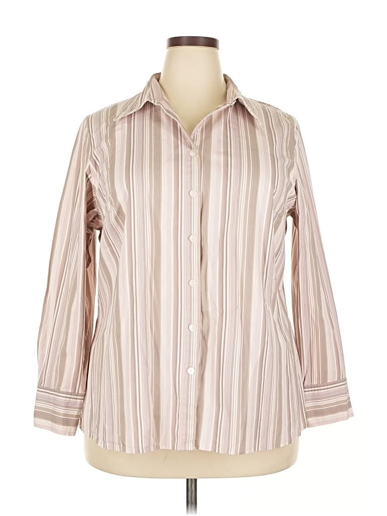 Pre-owned Liz & Co. Long Sleeve Button Down Shirt In White