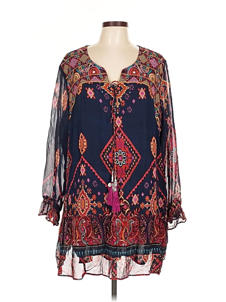 Pre-owned Soft Surroundings Long Sleeve Blouse In Blue