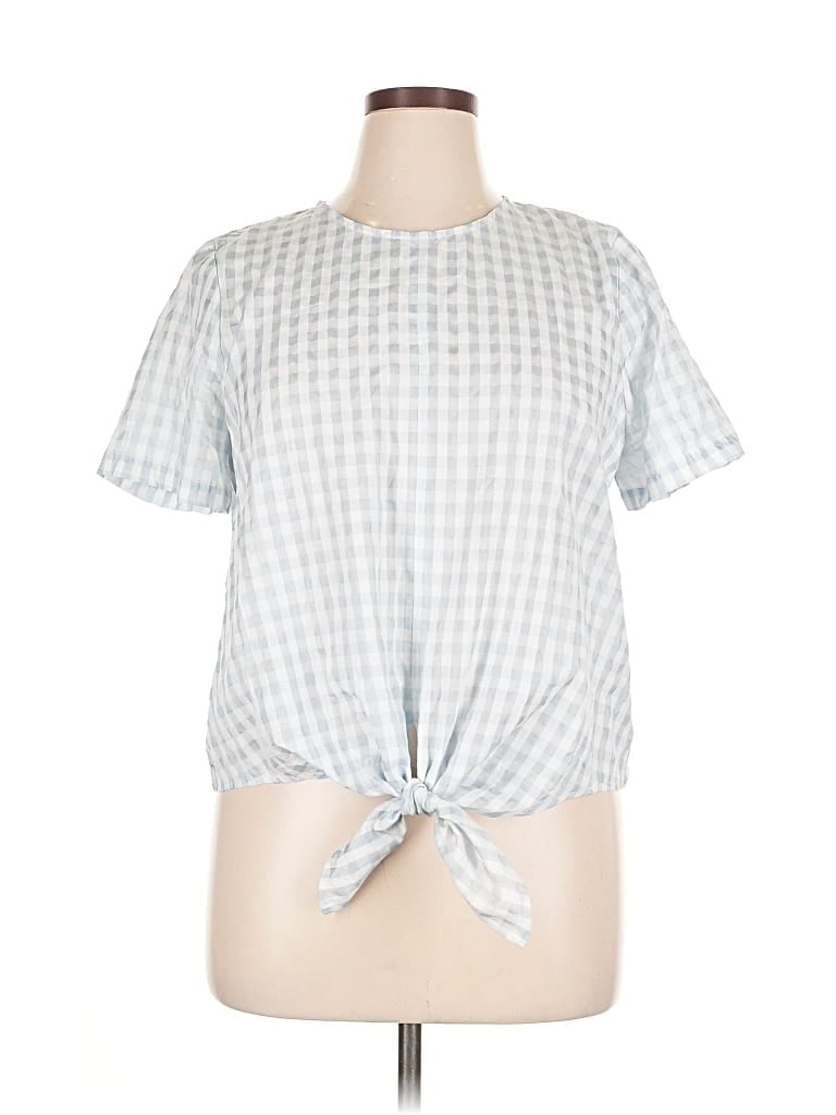 Pre-owned Madewell Short Sleeve Blouse In Gray