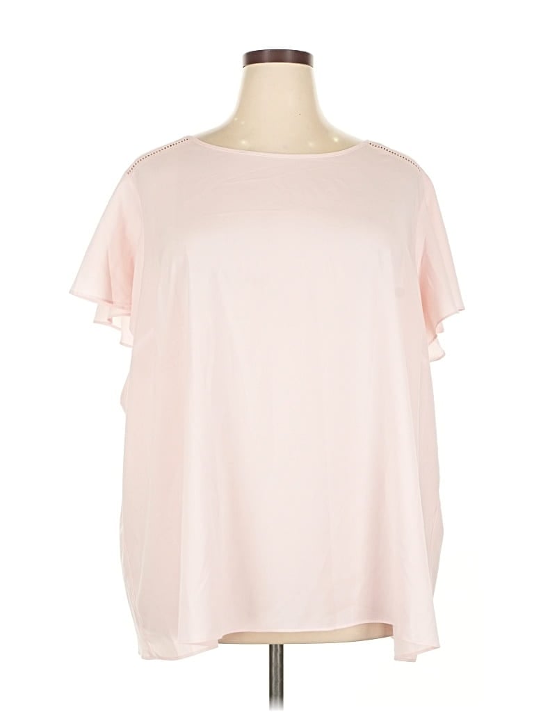 Pre-owned Lane Bryant Short Sleeve Blouse In Pink