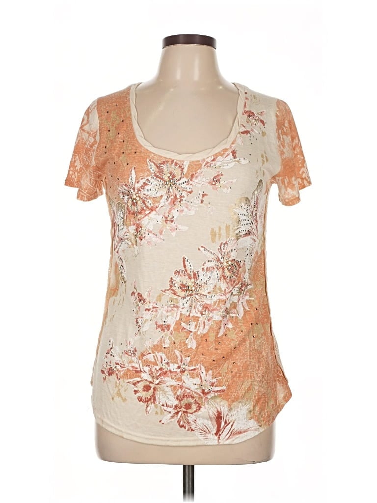 Pre-owned Miss Me Short Sleeve Top Orange Scoop Neck Tops
