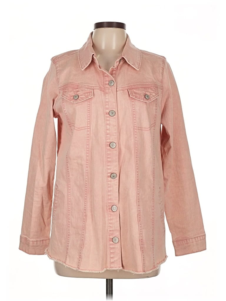 Pre-owned Logo By Lori Goldstein Denim Jacket In Pink