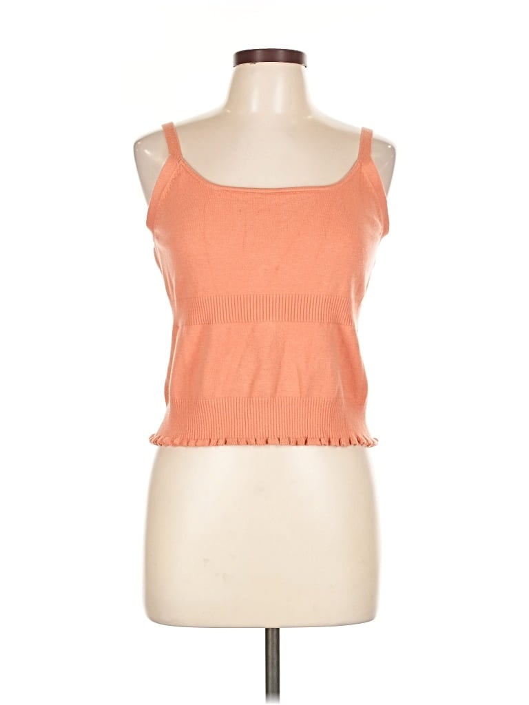 Pre-owned Nicole By Nicole Miller Tank Top Orange Strapless Neckline Tops