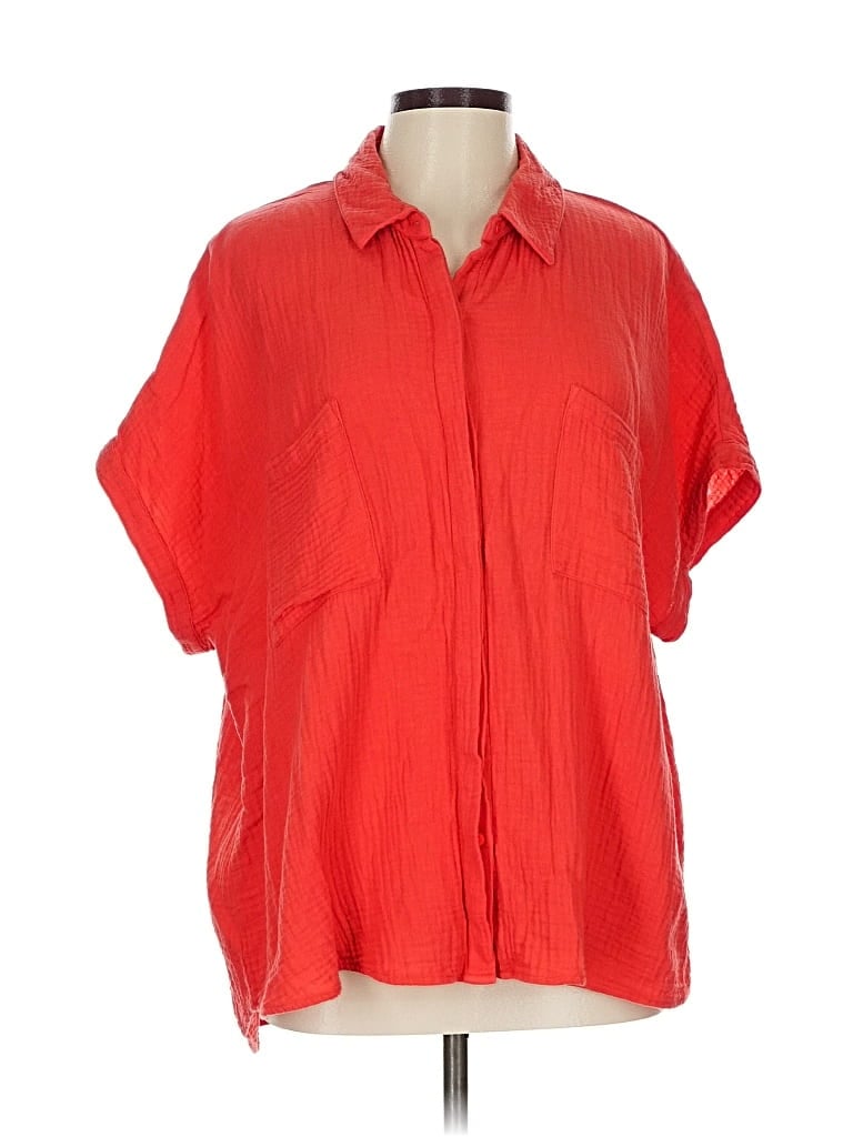 Pre-owned Candace Cameron Bure Short Sleeve Blouse In Red