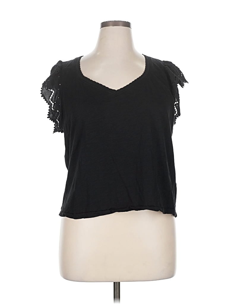 Pre-owned Wit & Wisdom Short Sleeve Top Black Sweetheart Neckline Tops