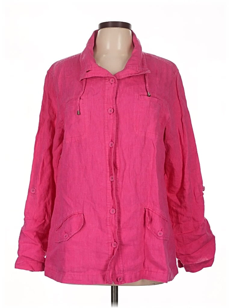 Pre-owned Chico's Long Sleeve Button Down Shirt In Pink