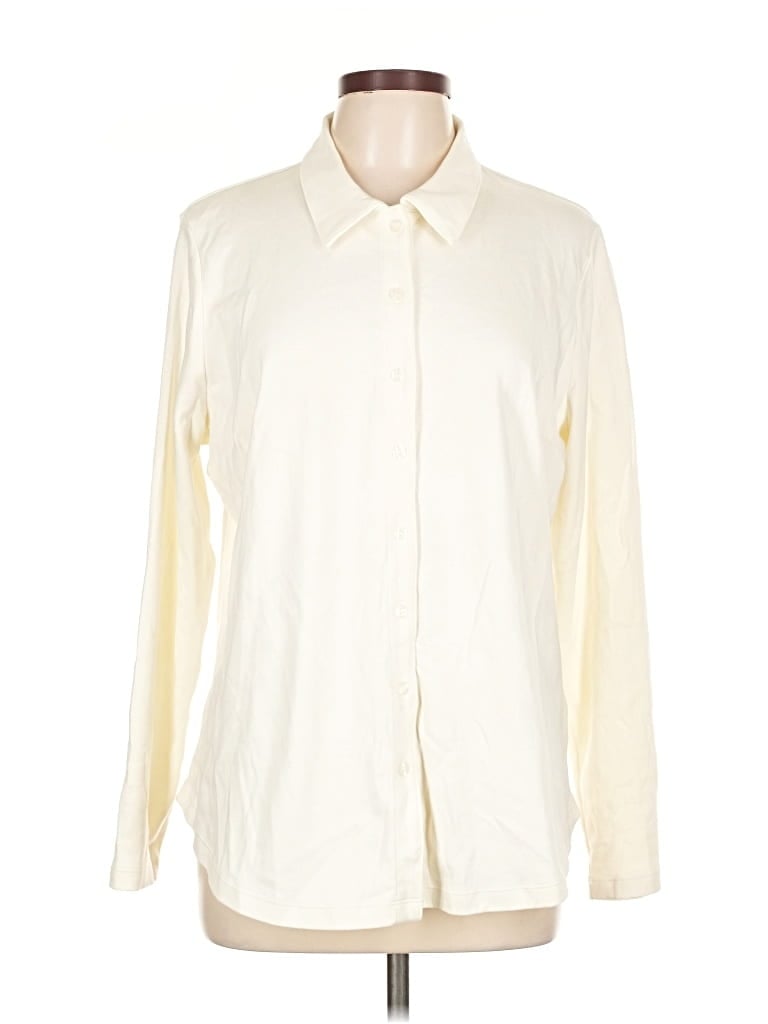 Pre-owned Isaac Mizrahi Live Long Sleeve Blouse In White
